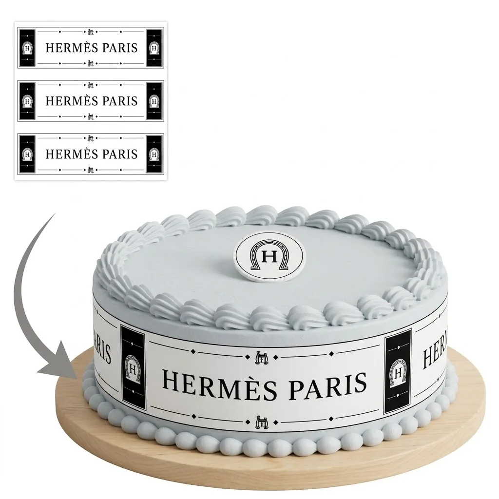Impression Photo Comestible Personnalisée – Bandes de Contour pour Gâteau Thème Luxe & Haute Couture Paris en Papier Sucre