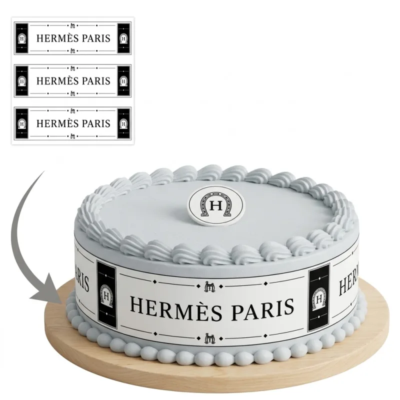 Impression Photo Comestible Personnalisée – Bandes de Contour pour Gâteau Thème Luxe & Haute Couture Paris en Papier Sucre