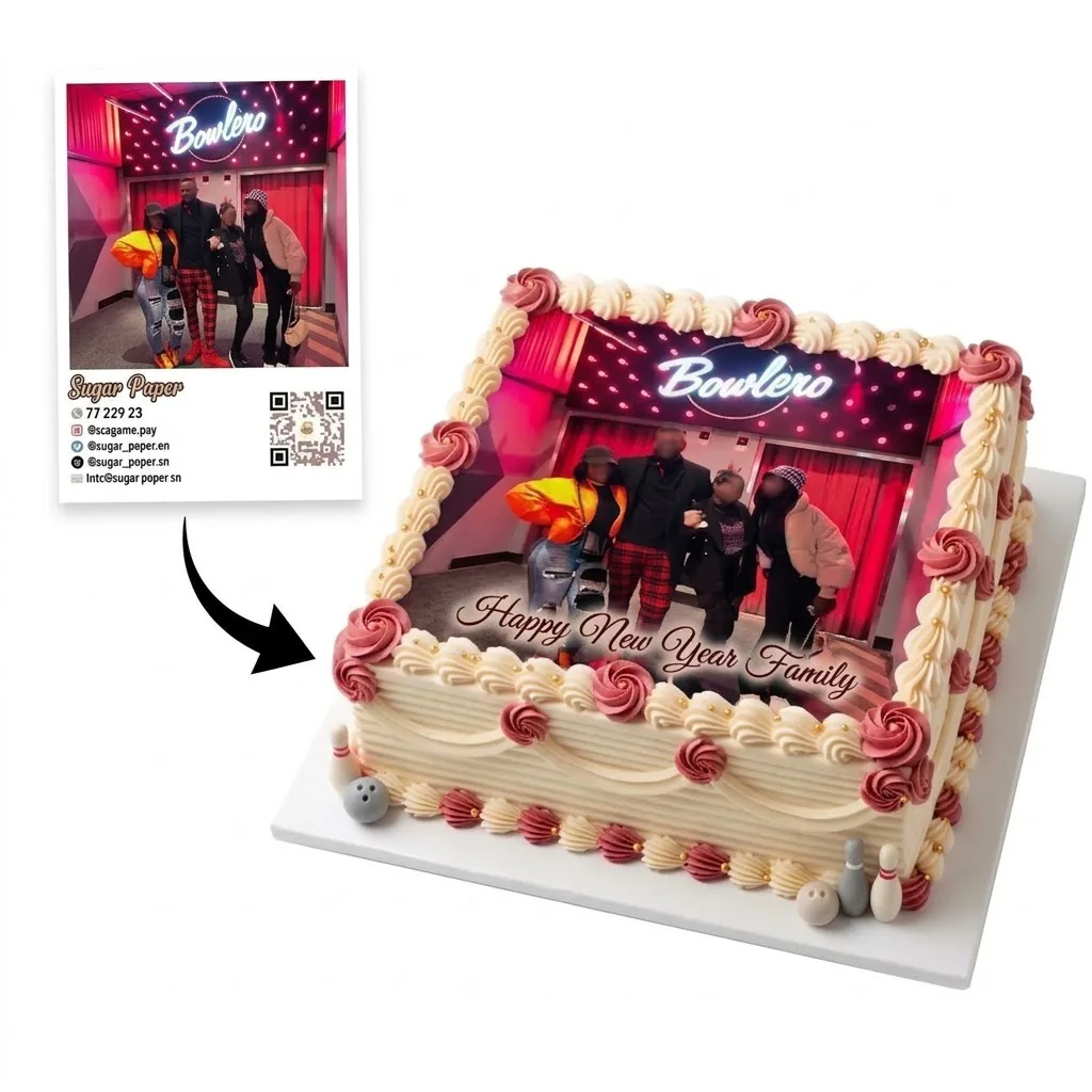 Impression Photo Comestible Personnalisée – Feuille de Sucre pour Gâteau Carré ou Rectangulaire